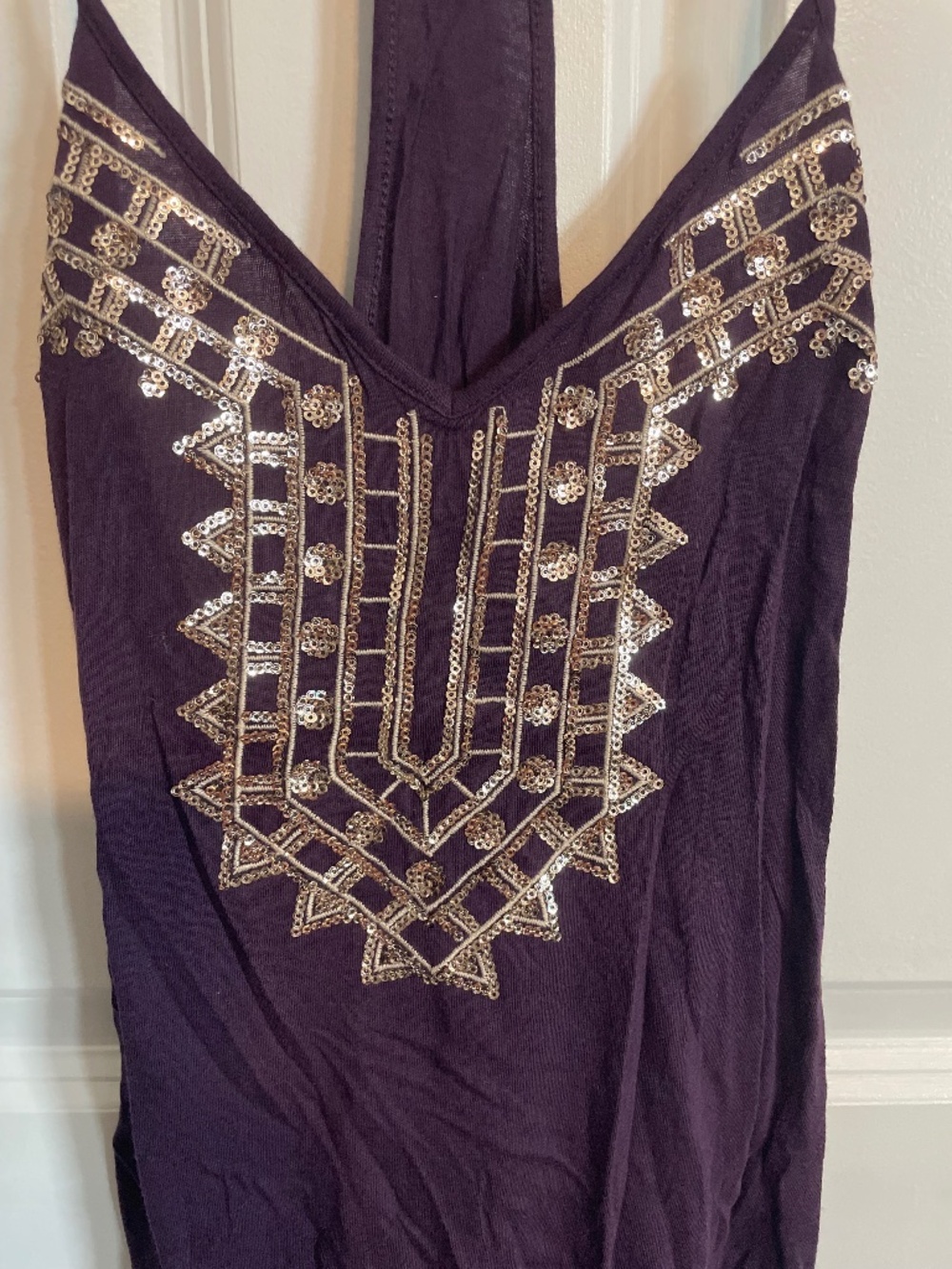 Express racerback sequin bib tank top Purple women’s size small